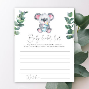 Papier Baby shower Koala - Liste des seaux pour bébés