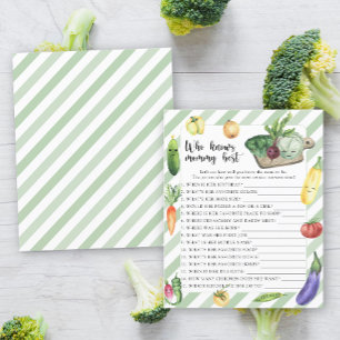 Papier Baby shower légumes - Qui connaît le mieux maman