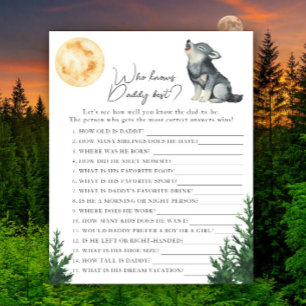 Papier Baby shower Loup - Jeu Qui connaît le mieux papa