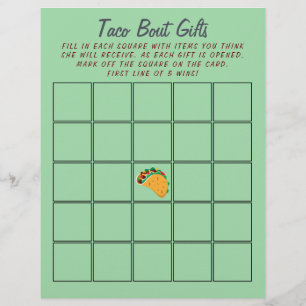 Papier Baby shower mexicain Taco Bingo 🌮 jeu festif