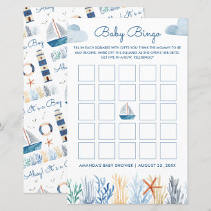 Papier Baby shower Nautique Bingo Jeu