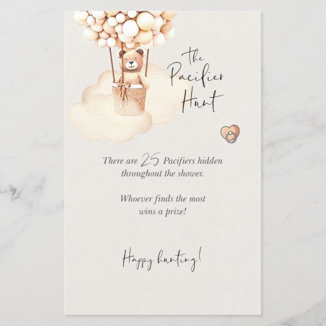 Papier Baby shower ours Jeu Pacifique chasse (Devant)