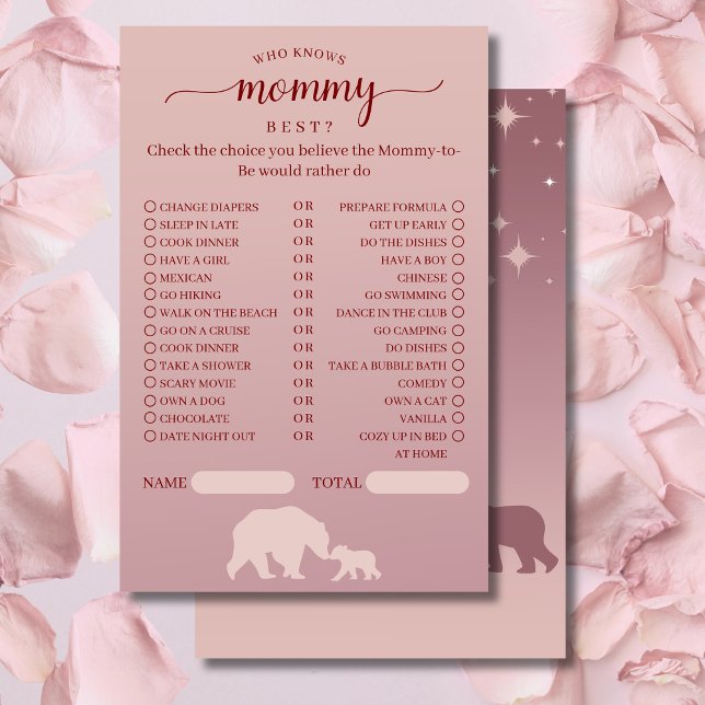 Papier Baby shower Ours Qui Connaît Maman Meilleur Jeu (Créateur téléchargé)