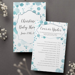 Papier baby shower "Over or Under" Jeu de points bleus te