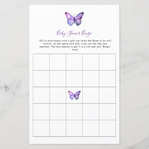 Papier Baby shower papillon Bingo Jeu élégant Script
