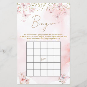 Papier Baby shower papillon rose Fille Bingo Jeu