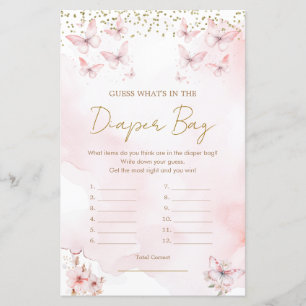 Papier Baby shower papillon rose Qu'y a-t-il dans le sac 
