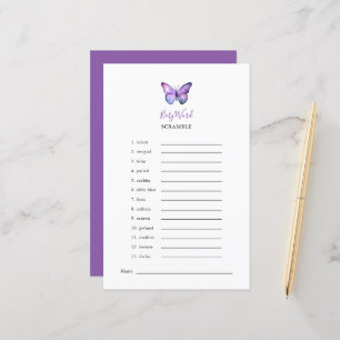 Papier Baby shower papillon Word Scramble Partie