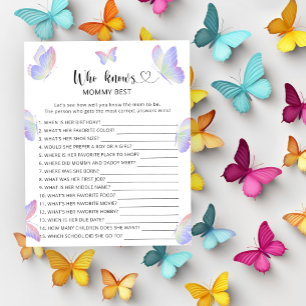 Papier Baby shower papillons, Qui connaît le mieux maman