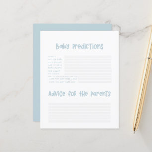 Papier Baby shower parti prédictions jeu bébé bleu
