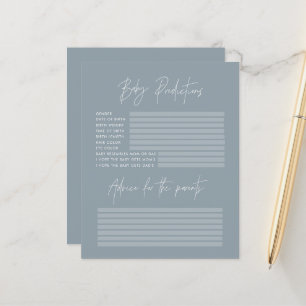 Papier Baby shower parti prédictions jeu bleu poussiéreux