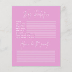 Papier Baby shower parti prédictions jeu cerise rose
