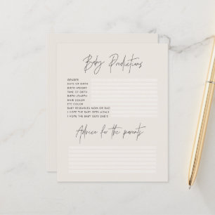 Papier Baby shower parti prédictions jeu crème design