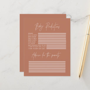 Papier Baby shower parti prédictions jeu terracotta