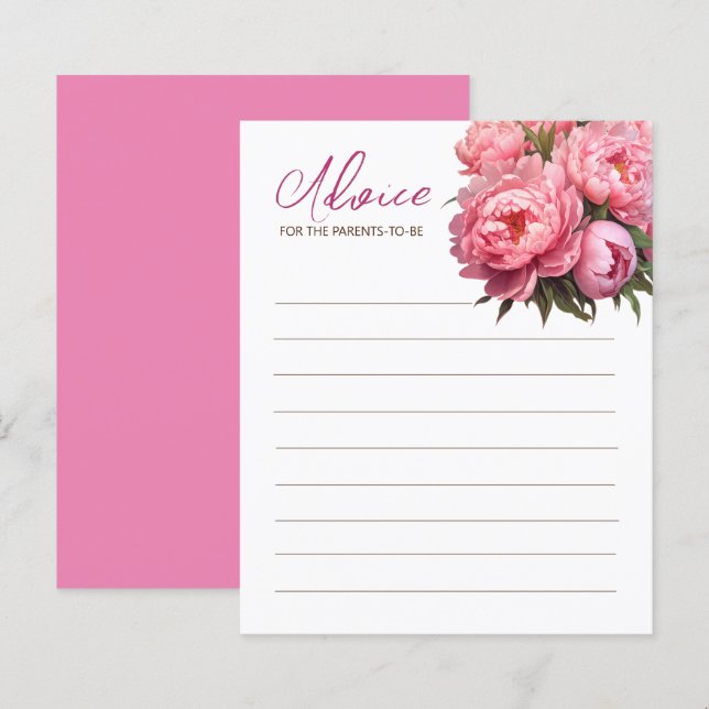 Papier Baby shower Peonies Roses Conseils De Jeu Pour Les (Devant / Derrière)