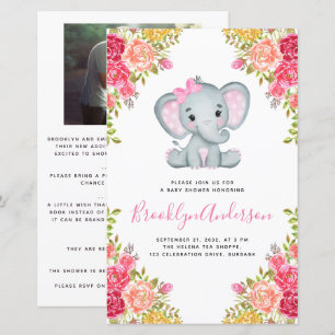 Papier BABY SHOWER photo de fille éléphante BUDGET Invita