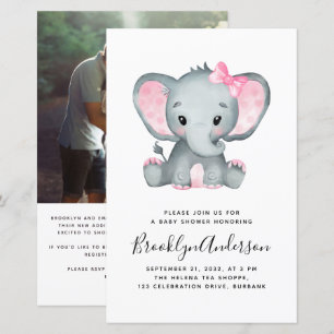 Papier BABY SHOWER photo de fille éléphante BUDGET Invita