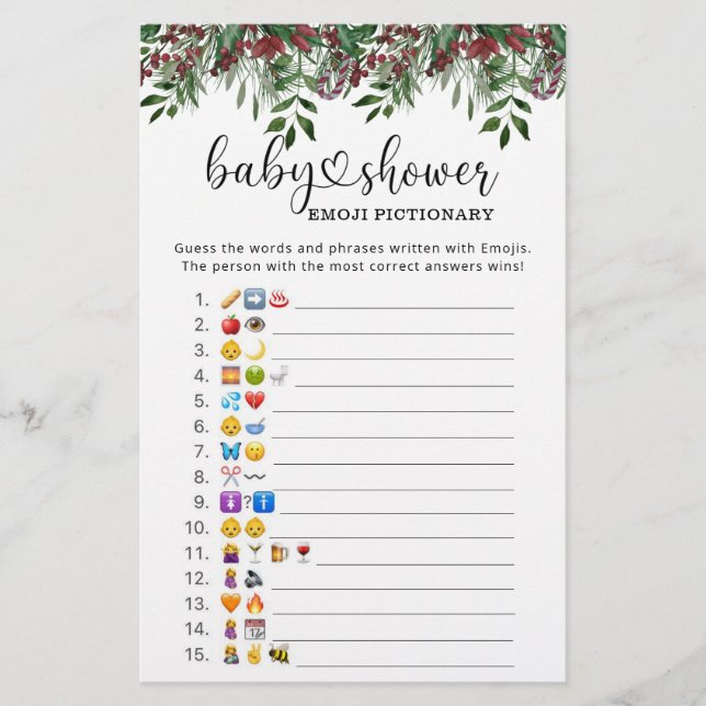 Papier baby shower photo Emoji à feuillage persistant (Devant)