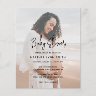 Papier Baby shower photo moderne Budget Invitation