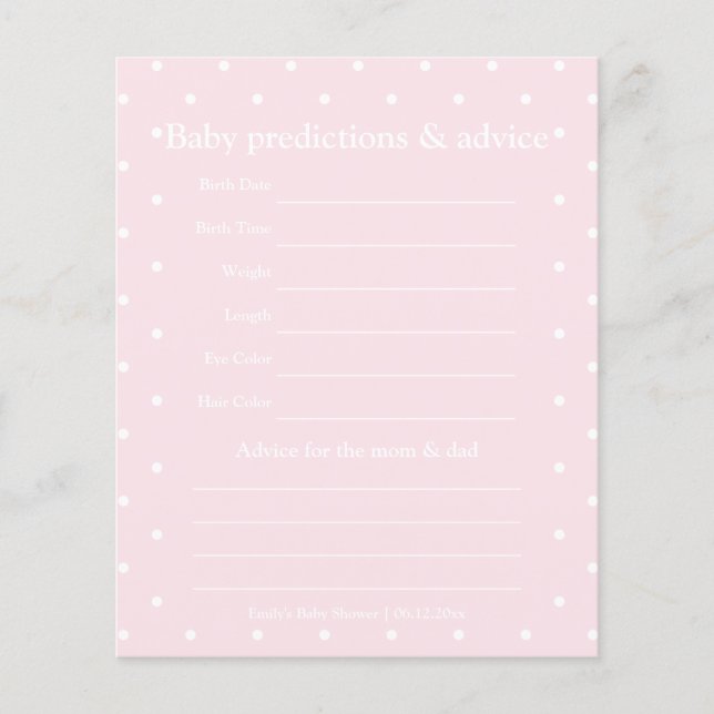 Papier Baby shower Pois classique Guesser Jeu (Devant)