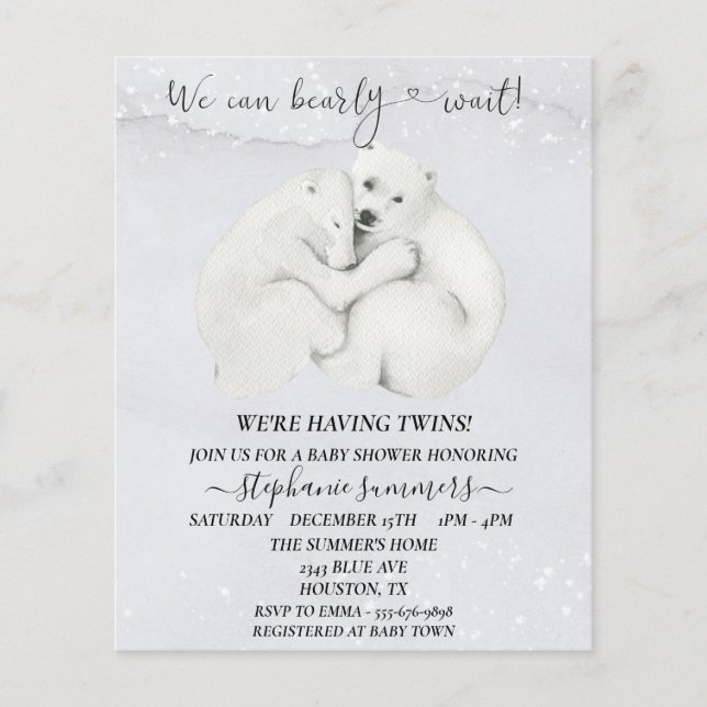 Papier Baby shower Polaire Cubs Ours Jumeaux hiver (Devant)