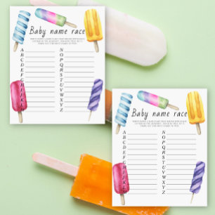 Papier Baby shower Popsicle - Baby name race jeu