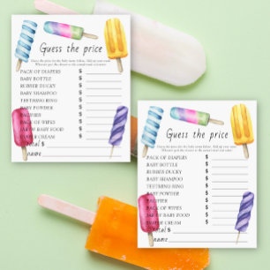 Papier Baby shower Popsicle - Devinez le prix Jeu