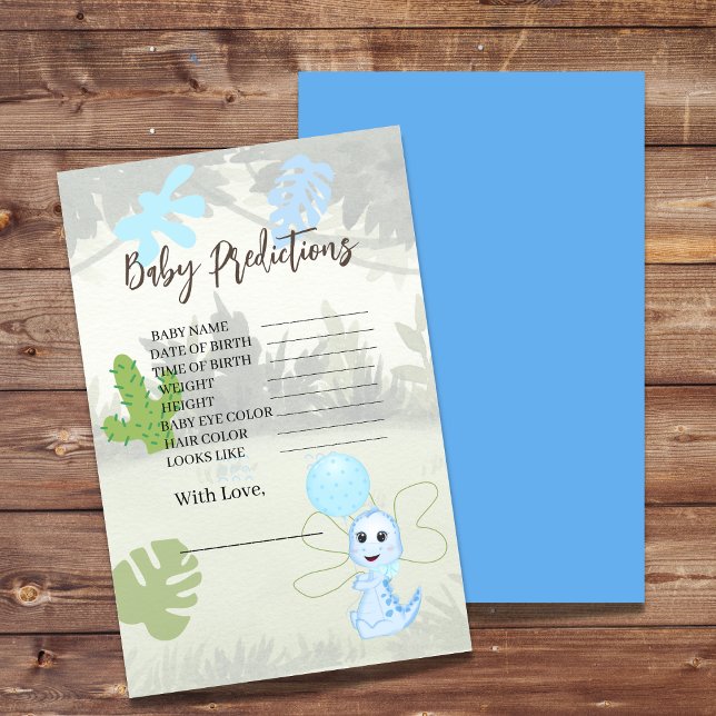 Papier Baby shower Prédictions Bleu Blonde Et Dinosaure (Créateur téléchargé)