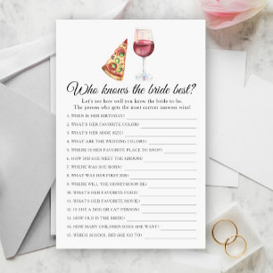 Papier Baby shower Qui connaît le mieux la mariée