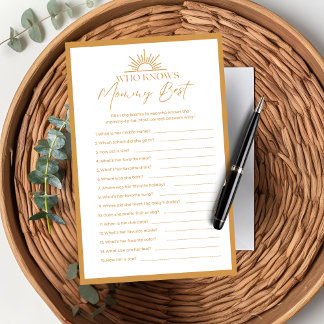 Papier Baby shower Qui Connaît Maman Meilleur Jeu Sunshin