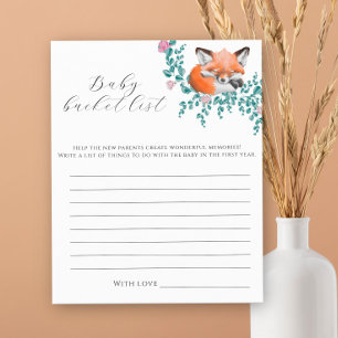 Papier Baby shower renard mignon - Jeu de liste de naissa