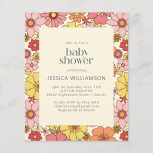 Papier Baby Shower Rétro Bohème Rose Jaune Floral Économi