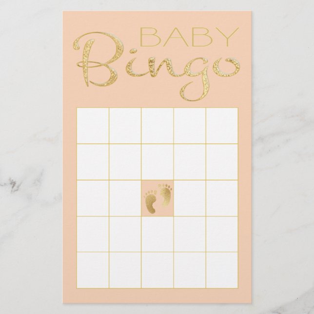 Papier Baby shower rose BINGO "Gold/Pink Classic" (Devant)