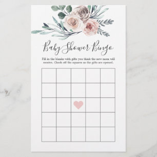 Papier Baby shower Rose Boho Jeu de Bingo