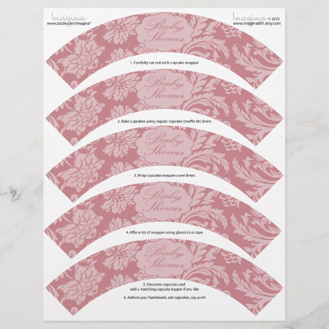 Papier Baby shower rose Chintz do-it-yourself Cupcake Wra (Devant)
