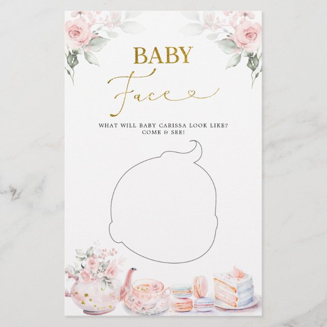 Papier Baby shower rose Floral Tea Party Baby Face (Devant)