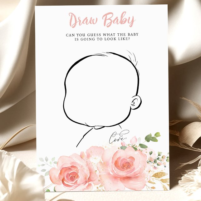 Papier Baby shower rose Jeu Draw Baby Fun Reveal Party (Créateur téléchargé)