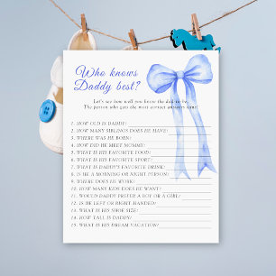 Papier Baby shower ruban bleu Qui connaît le mieux papa j
