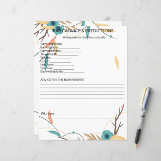 Papier Baby Shower Rustique Bohème Conseils et Prédiction