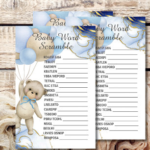 Papier Baby shower Scramble Nous pouvons attendre bleu or