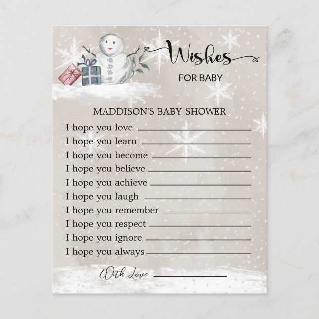 Papier Baby shower Snowman Wives for Baby Card (Devant)