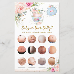 Papier Baby shower Tea Party Baby ou bière Belly Jeu