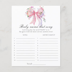 Papier Baby shower thème arc - Jeu de devinette de chanso