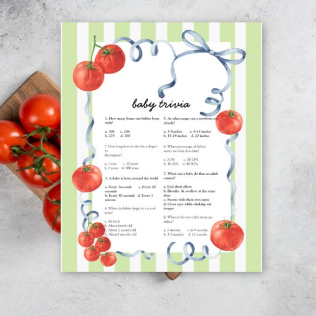 Papier Baby shower tomate - Baby trivia jeu (Créateur téléchargé)