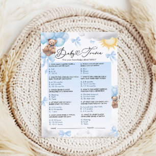 Papier Baby shower Trivia Jeu