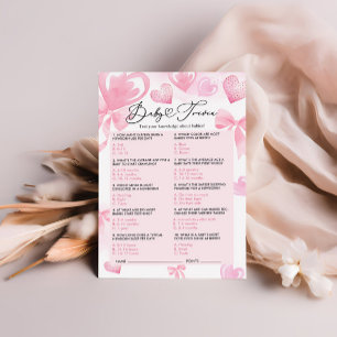 Papier Baby shower Trivia Jeu Valentines Jeu