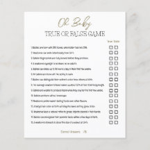 Baby Shower True or False Game