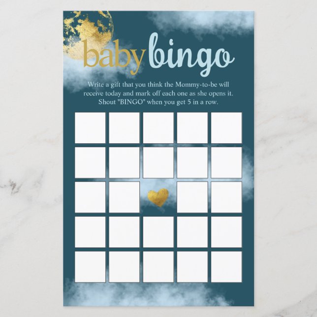 Papier Baby shower turquoise Aqua et Gold Baby Bingo (Devant)