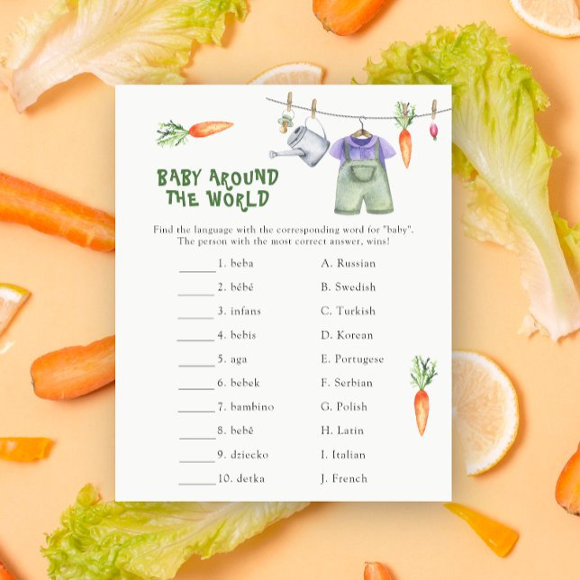Papier Baby shower Veggie - bébé dans le monde jeu (Créateur téléchargé)