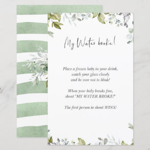 Papier Baby shower vert Mini Signe - Mon Eau Broke!